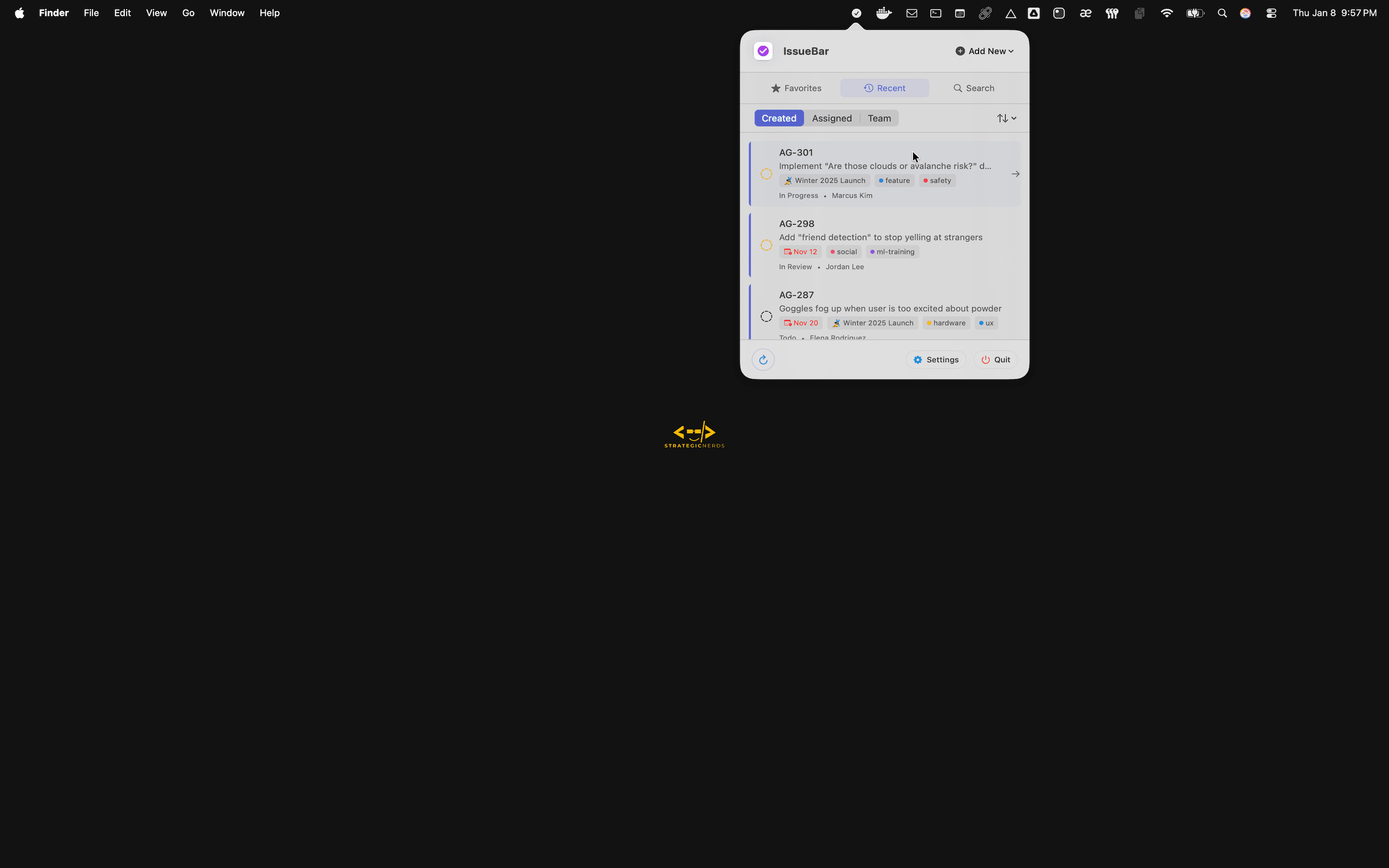 IssueBar screenshot 2