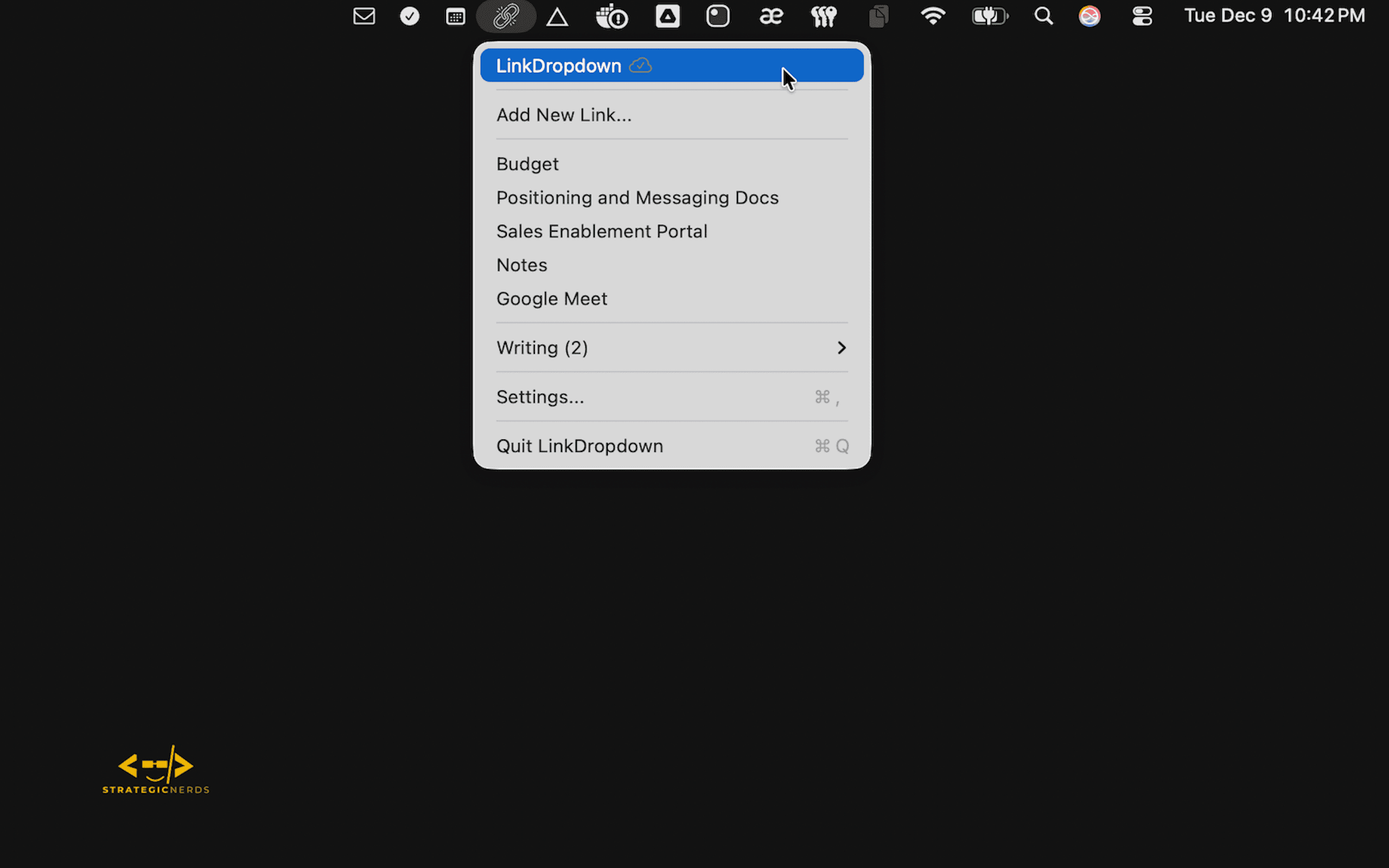 LinkDropdown screenshot 2